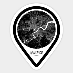 Hangzhou, China City Map - Travel Pin Sticker